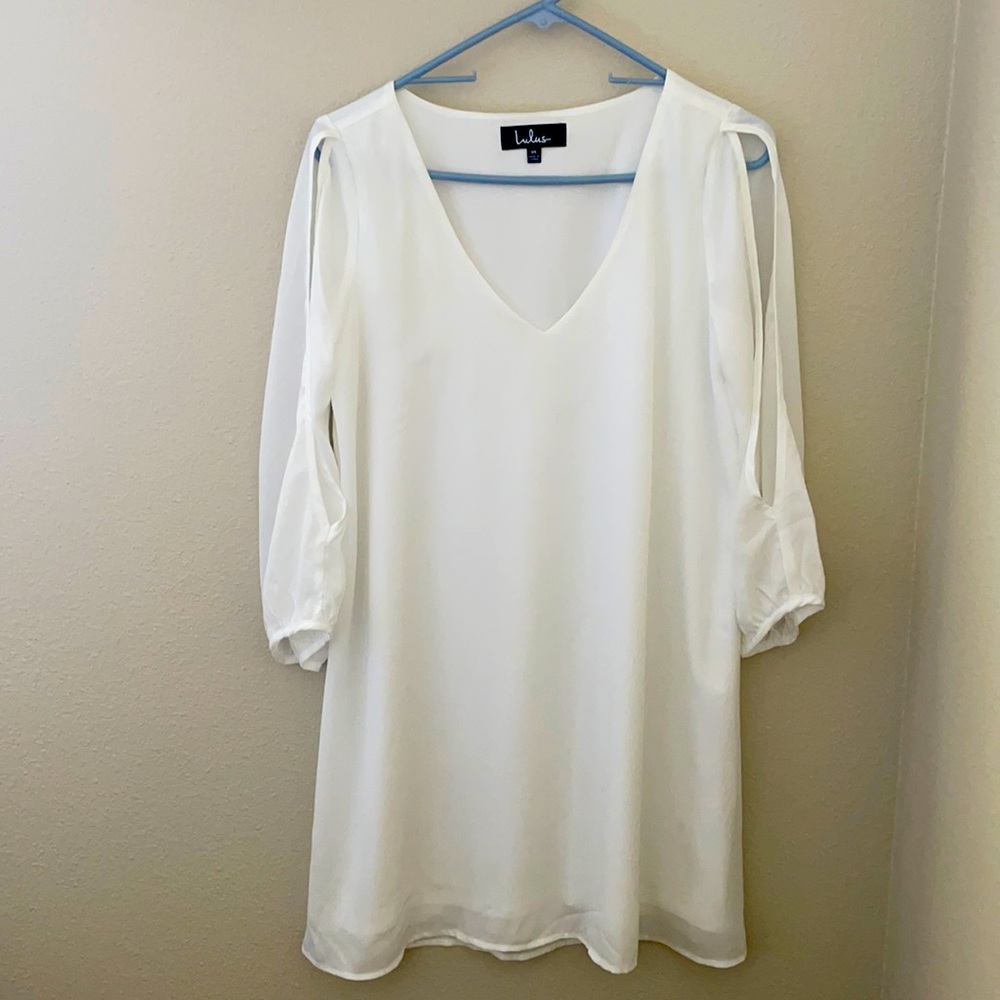 White shift dress from Lulus